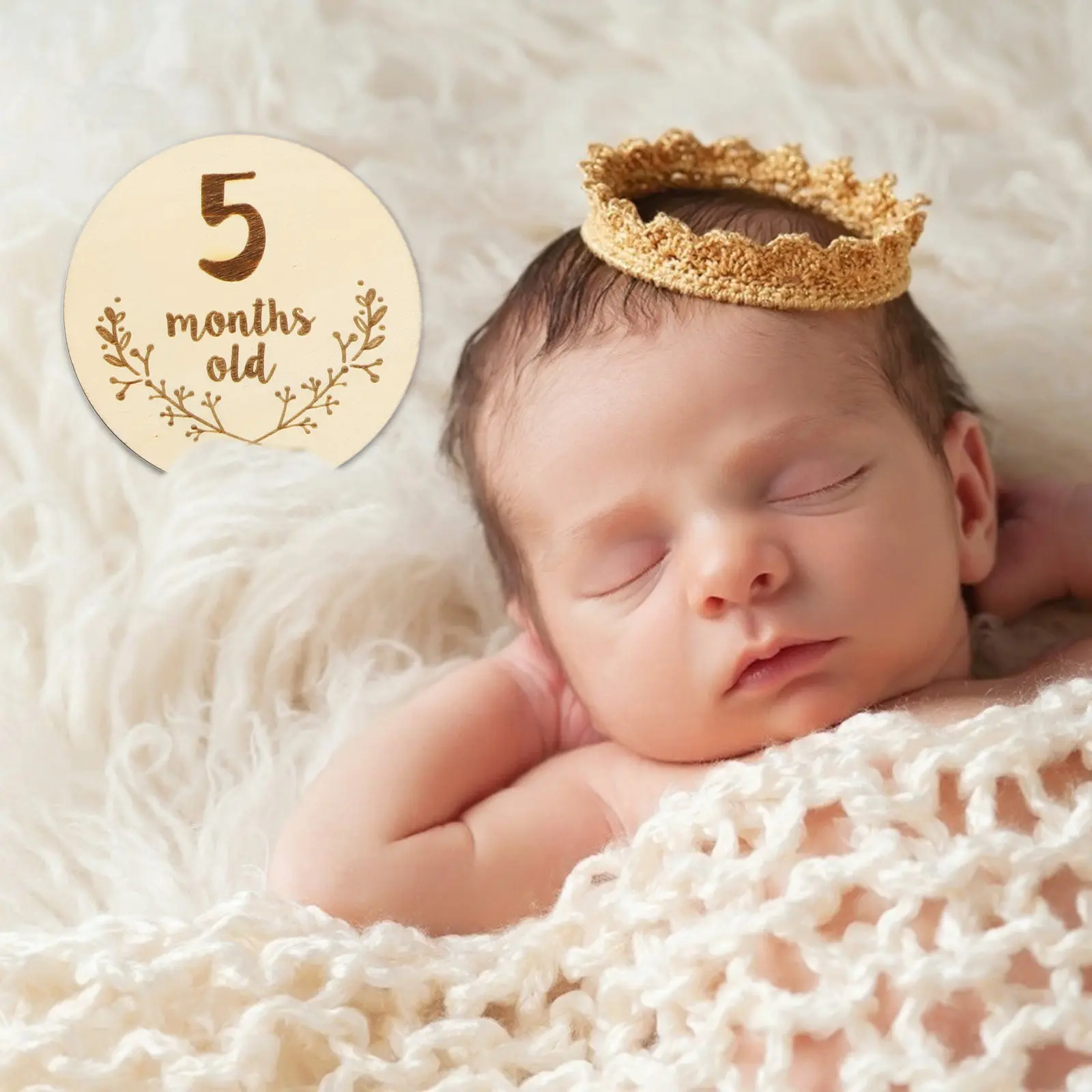 Wooden Baby Milestone Cards 6Pcs Monthly Growth Photo Props Infant Keepsake Shower Gift