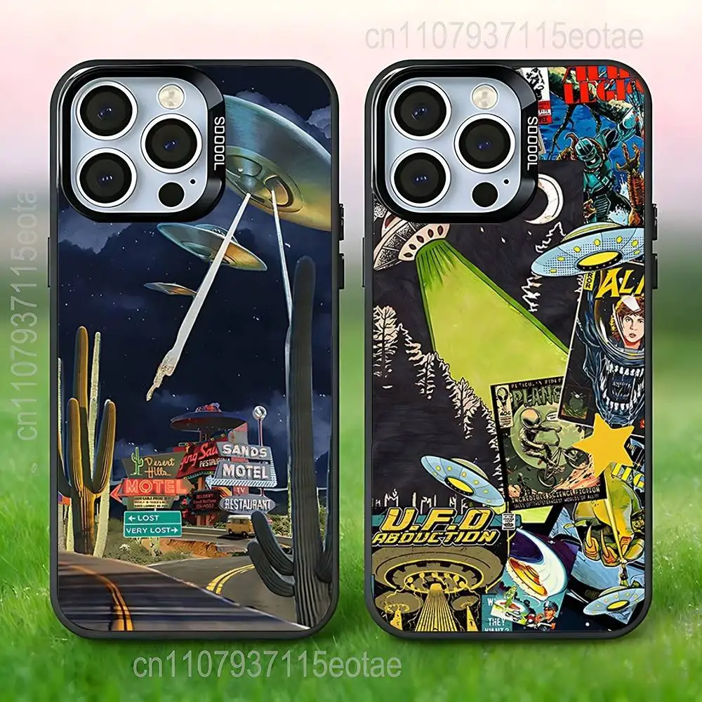 

UFO Alien Thing ART Phone Case For iPhone 17,16,15,14,13,12,11,Pro,Max,Plus,E,Air,Mini Black Tpu IMD Cover
