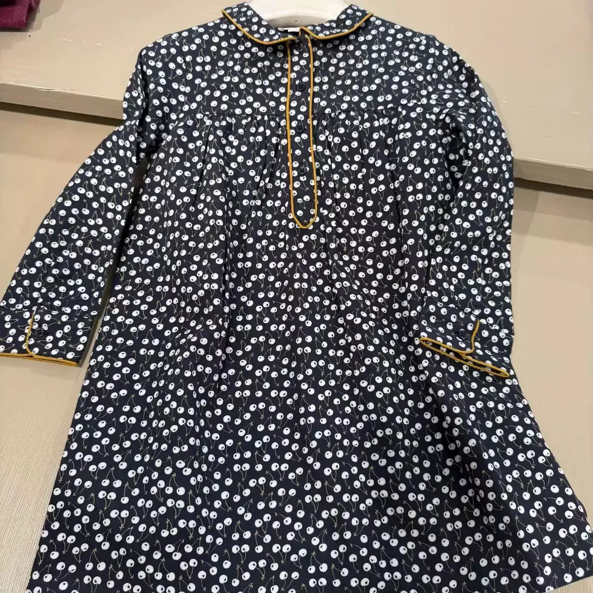 BP Girls' Dress 2026 Winter New Arrival Floral Print Fashion Princess Dress Cotton Cute Long Sleeve Cherry Print Shirt Skirt