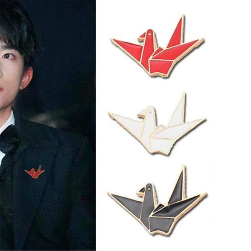 Paper Crane Enamel Brooch Bird Brooches For Women Girls Fashion Origami Animal Badge Pins Cute Japanese Style Jewelry Party Gift