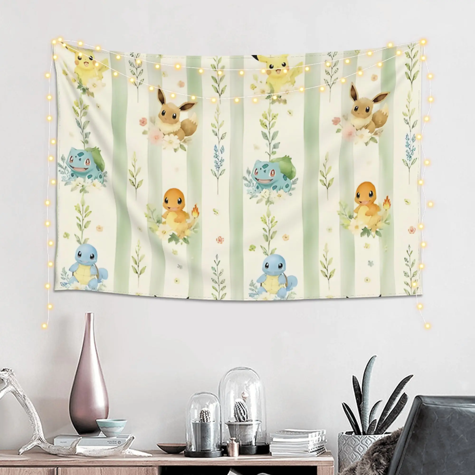 Cute Magical Pokemon Floral Cutecore Tapestry Room decoration  Home Decoration Tapestry Decor Accessories Cute Room Decor
