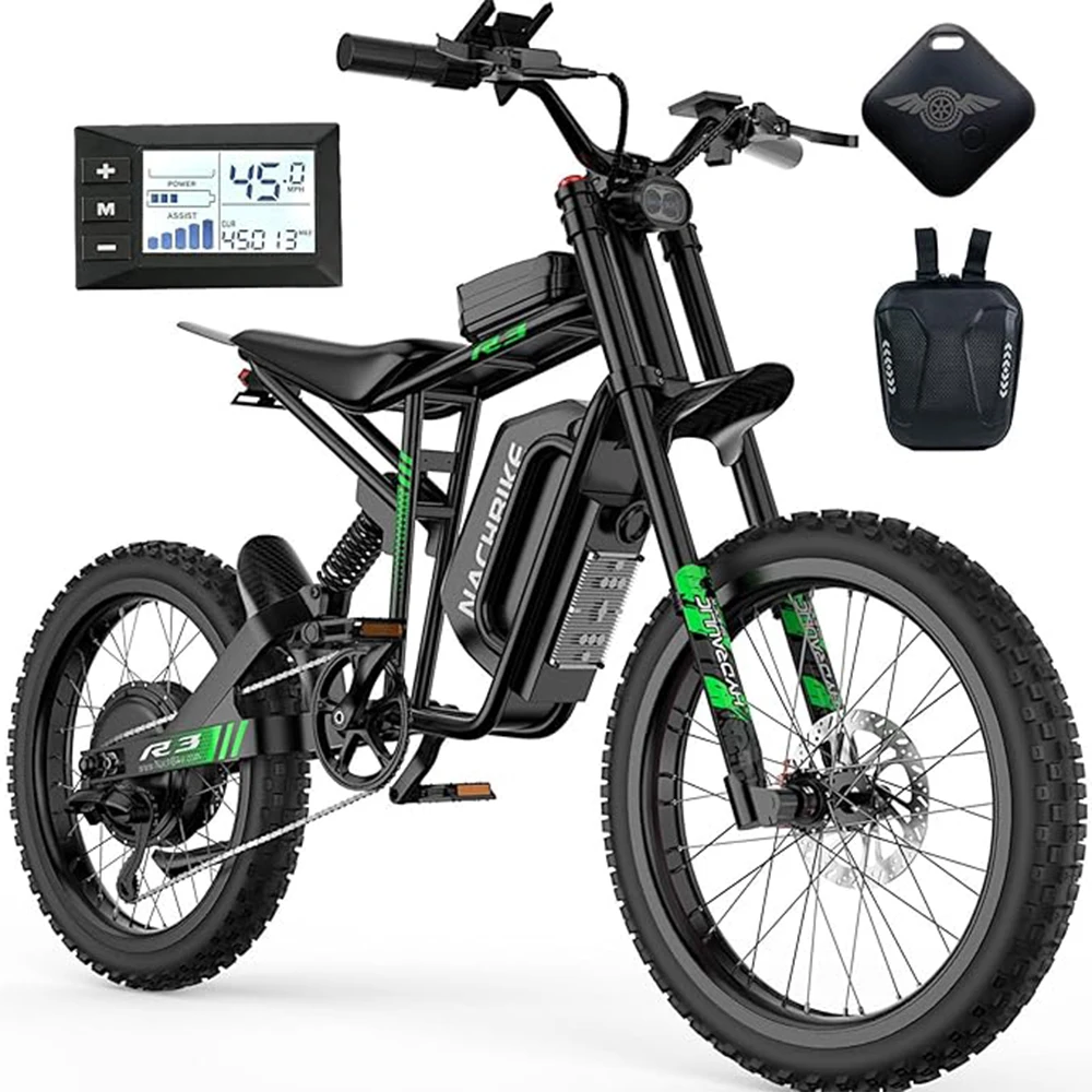 R3 50MPH Electric Dirt Bike 60V25Ah 1200Wh Battery 6000W Electric Bike Max 50Miles Ebike 19