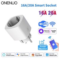 ONENUO Tuya WiFi Smart Plug 16A/20A EU Smart Socket Power Monitoring Timing Function Voice Control Support Alexa Google Home