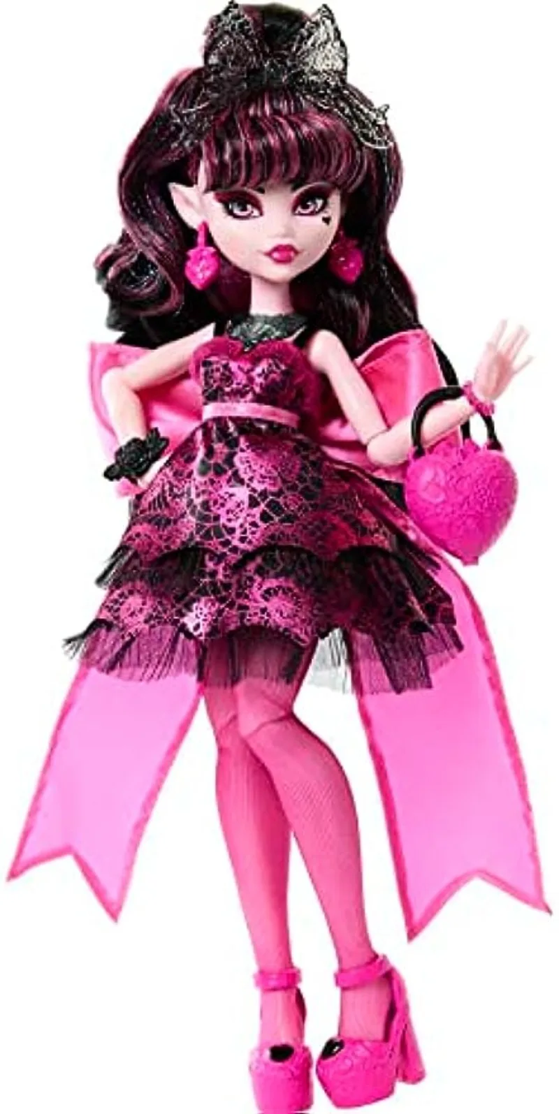 New Surprise Doll Monster High Draculaura Doll in Monster Ball Party Dress with Themed Accessories Like Chocolate Fountain