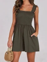 Novedad de verano, monos con tirantes trenzados a la moda para mujer, pantalones cortos de pierna ancha versátiles informales con estación independiente 2025 para mujer