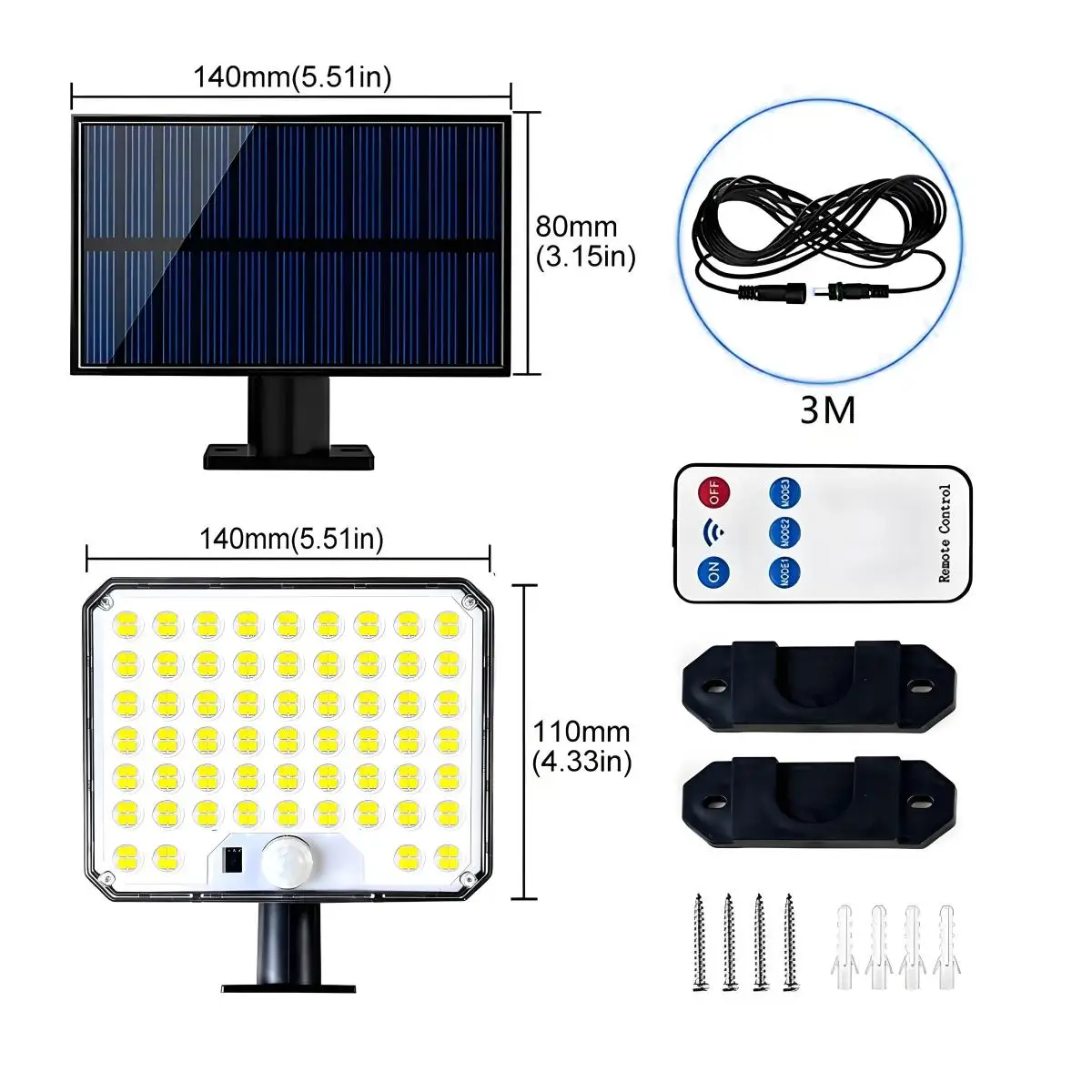 ضوء مستشعر الحركة الذي يعمل بالطاقة الشمسية في الهواء الطلق - إضاءة حائطية من أجل الغسق إلى الفجر وإضاءة أمنية خارجية للشرفة