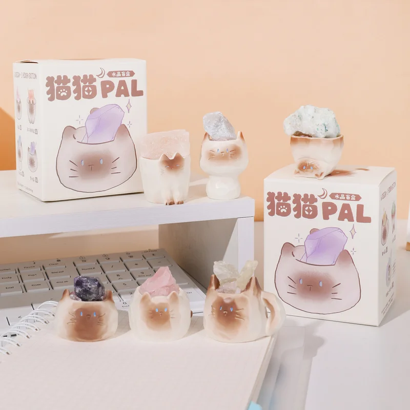 

Кристаллическая глухая коробка с изображением кота, мини-настольный орнамент, оригинальный камень для офисной рабочей станции, украшение интерьера автомобиля, модный коллекционный подарок