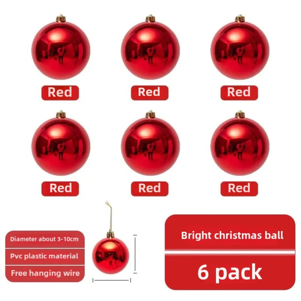 

6PCS Plastic Giant Christmas Ball 6cm 8cm 5 Colors Christmas Lion Tiger Ball Electroplating Xmas Baubles Scene Supplies
