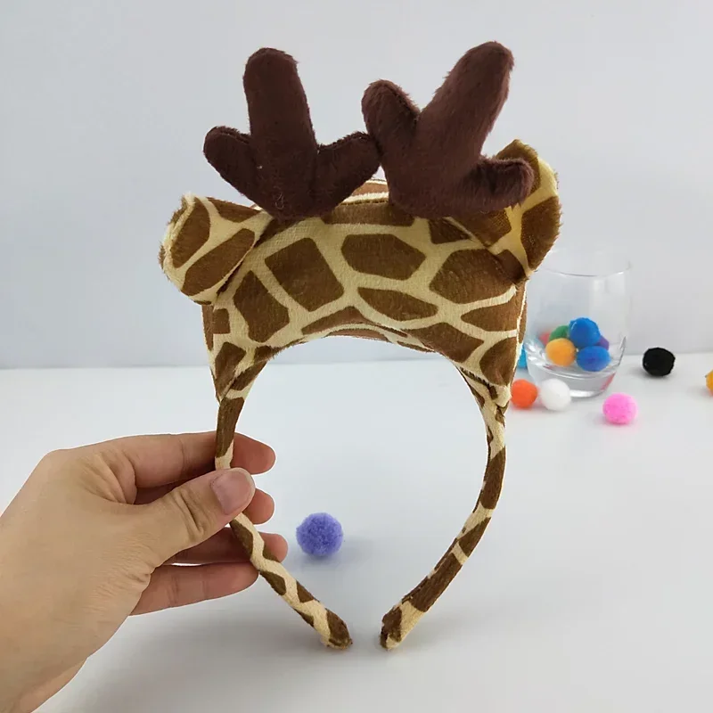 Diadema de jirafa para fiesta de niños y adultos, pajarita, guantes con patas de cola, bandas para el pelo de animales, gorros de felpa, disfraz de Halloween, Cosplay