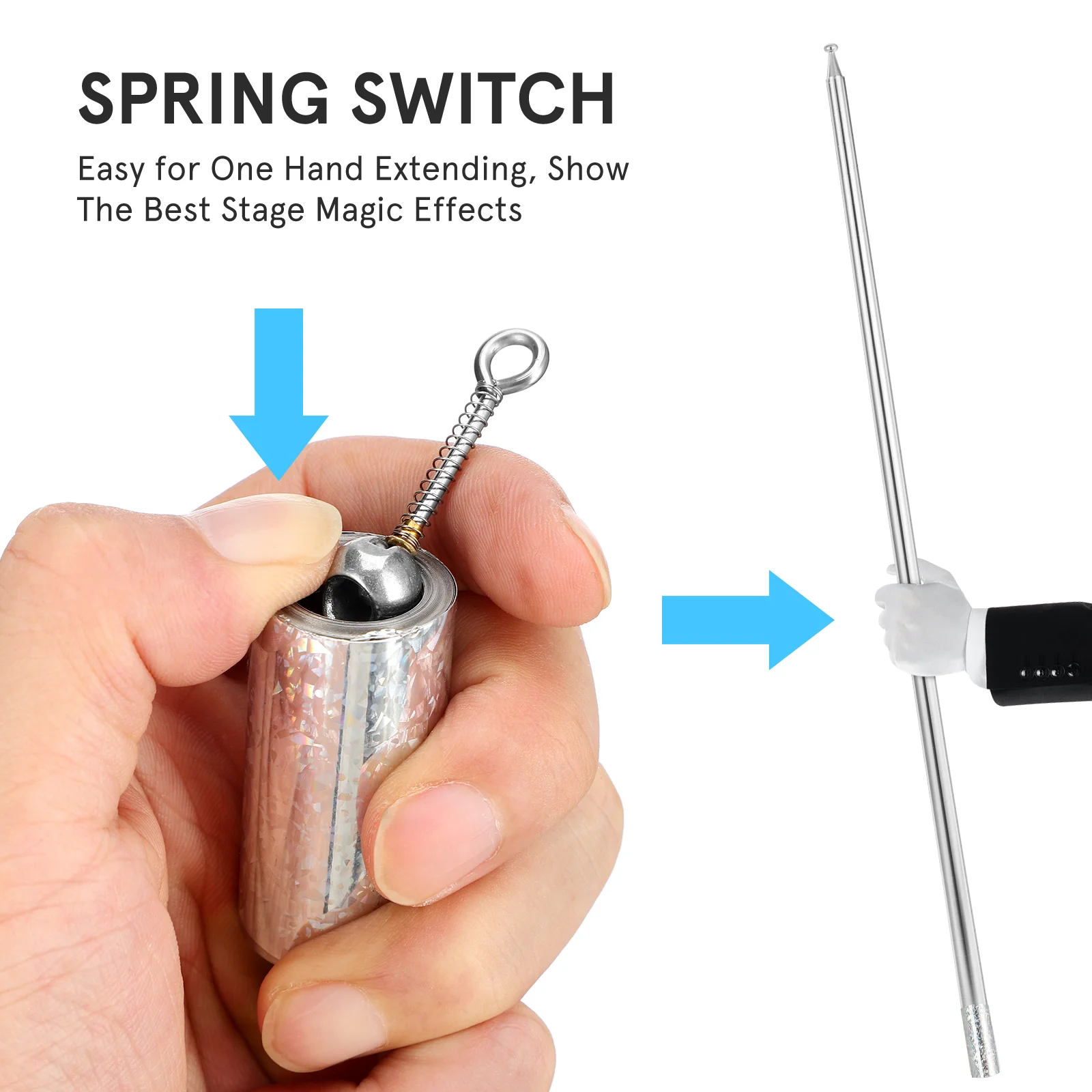 2 Stuks Stage Rekwisieten Roestvrijstalen Staaf Krimpstaaf Telescopische Prestaties Prop Magische Rekwisieten Stuiteren Metalen Uitschuifbare Magische Stokken