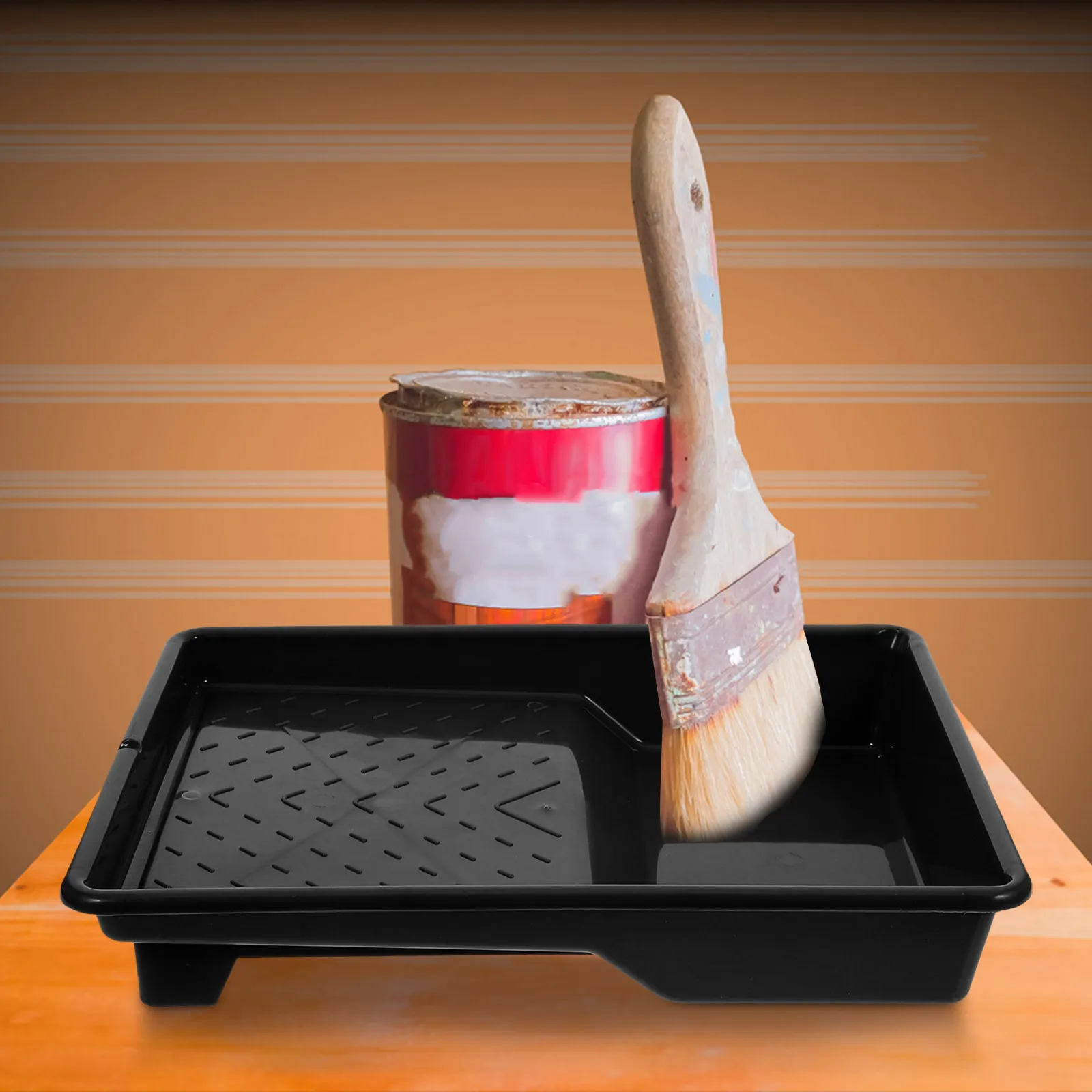 9-Inch Universal Plastic Paint Tray Black Heavy-Duty Roller Tray for Wall Painting Projects Paint Pan Liners Compatible with view 4