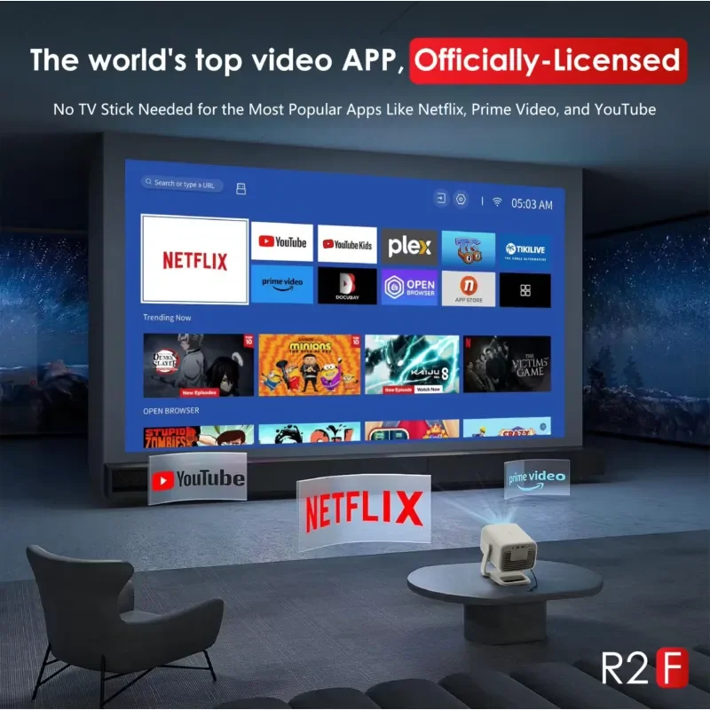 Javoda R2F Portable Mini Proyector 4K FHD with Smart BT Wi-Fi LED Screen Netflix Compatible Home Projector