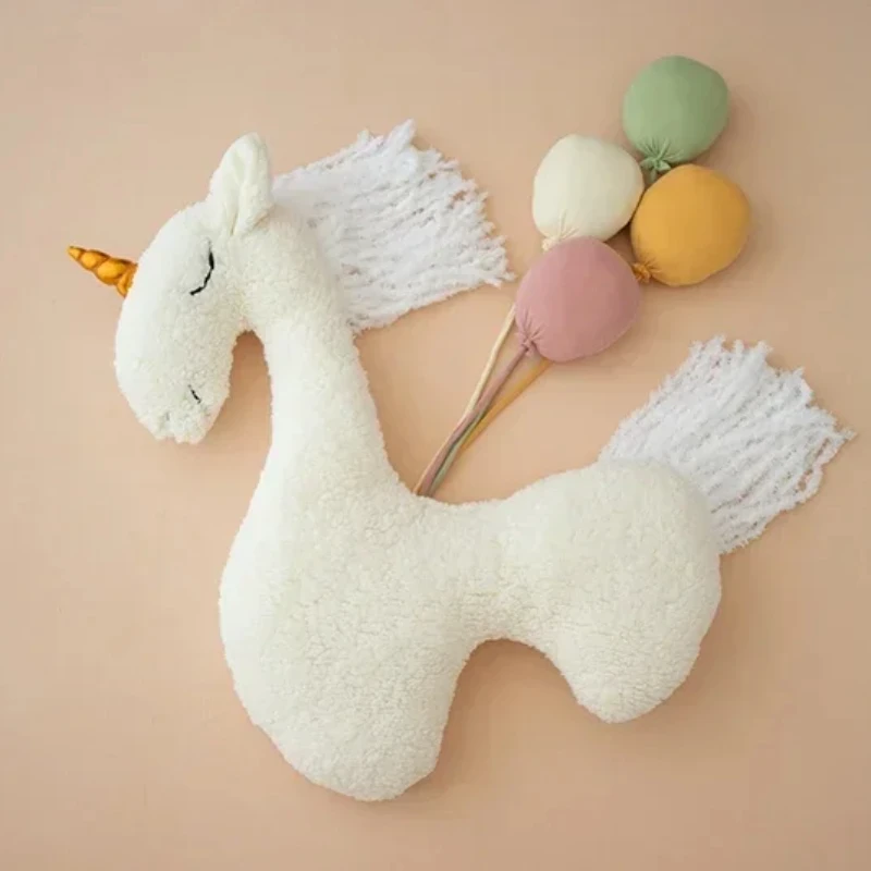 Newborn Photography Accessories Soft Plush Unicorn Auxiliary Modeling Pillow Animal Horse Doll Cushion Decor Photoshoot Props