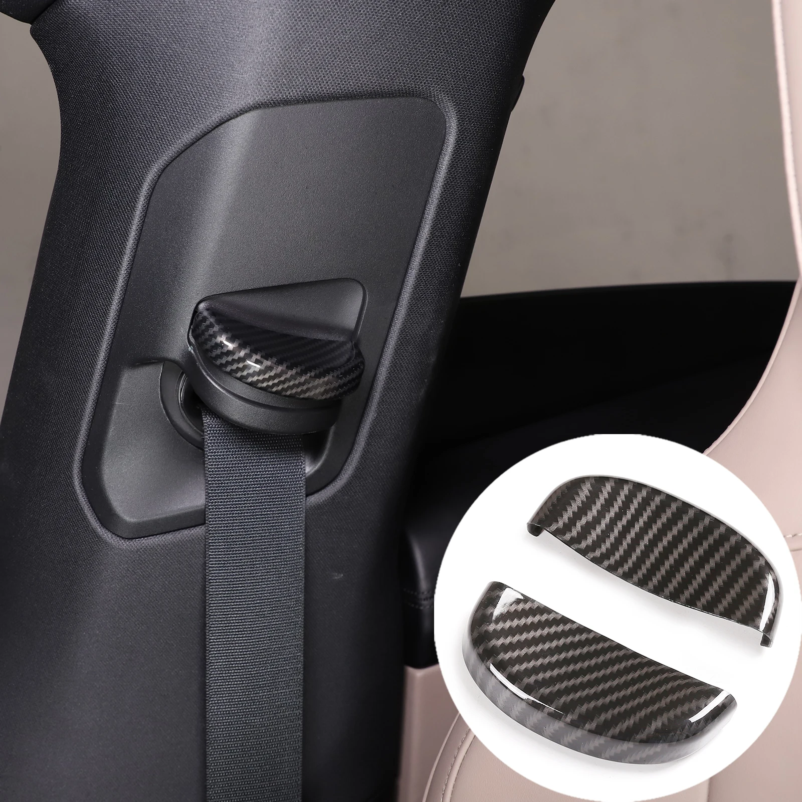 

ABS Carbon Fibre Pattern Silver Car Safety Belt Buckle Frame Cover Trim Sticker For Porsche Taycan 2019-2024 Car Accessories