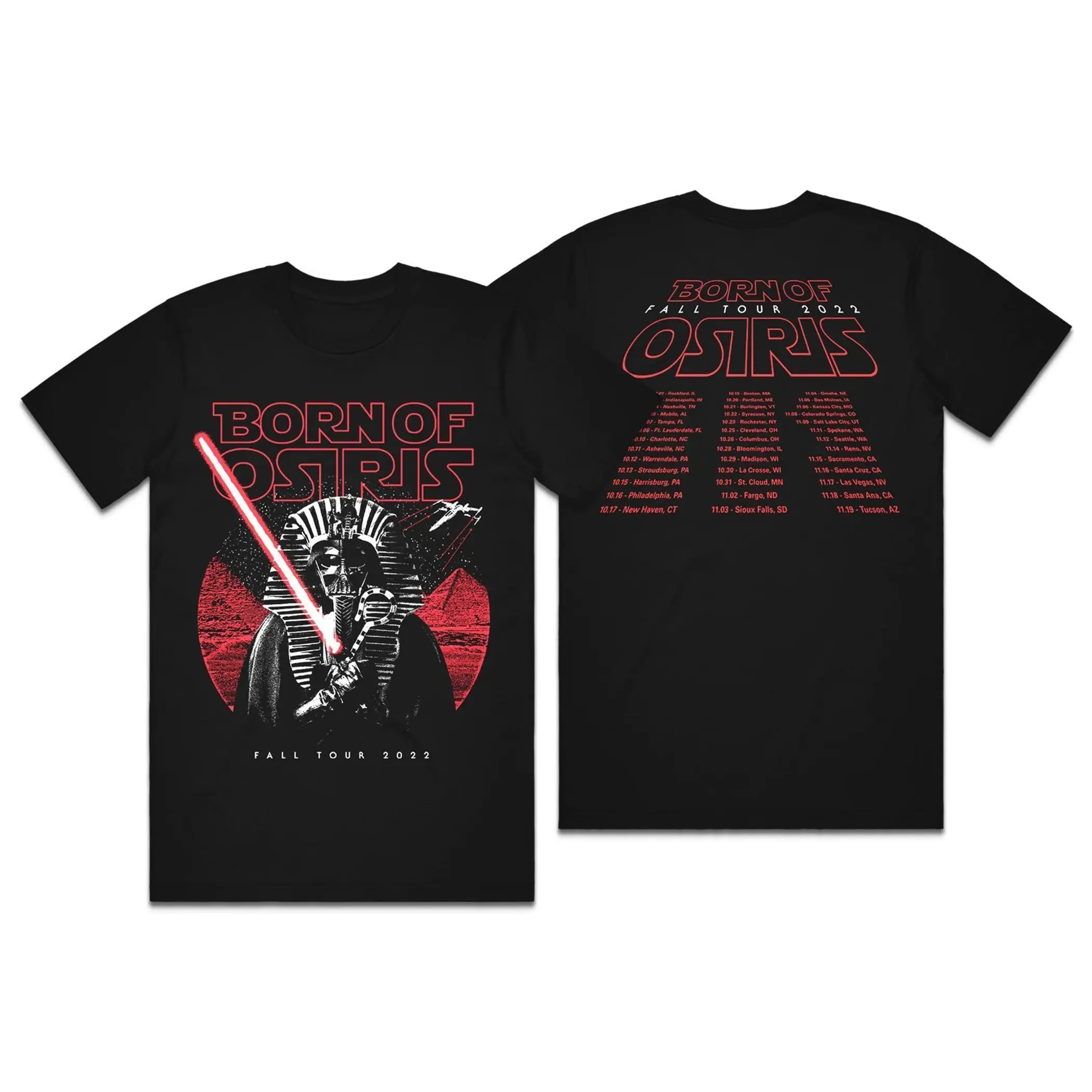 

American Retro Pure Cotton Short-sleeved T-shirts for Men and Women, Born of Osiris Band Black Gold Dark Rock Series