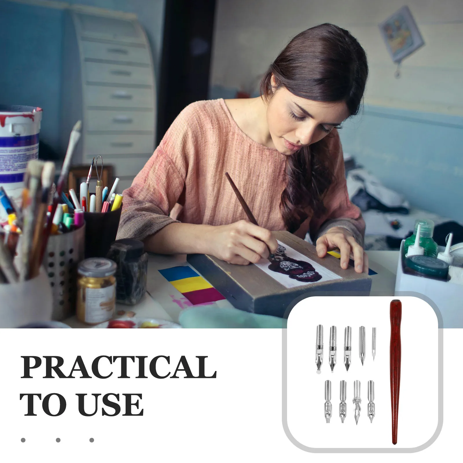 

1Set Dip Pen Nibs Calligraphy Set Bent Tip Rod Durable Writing Tool for Drawing Signature Art Dip Pen Nibs Calligraphy Pens