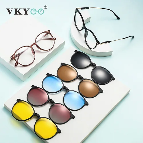 Imagen 1 del producto VKYEE gafas de sol magnéticas ópticas, conjunto de gafas de sol polarizadas con Clip, gafas para miopía e hipermetropía, prescripción personalizada disponible