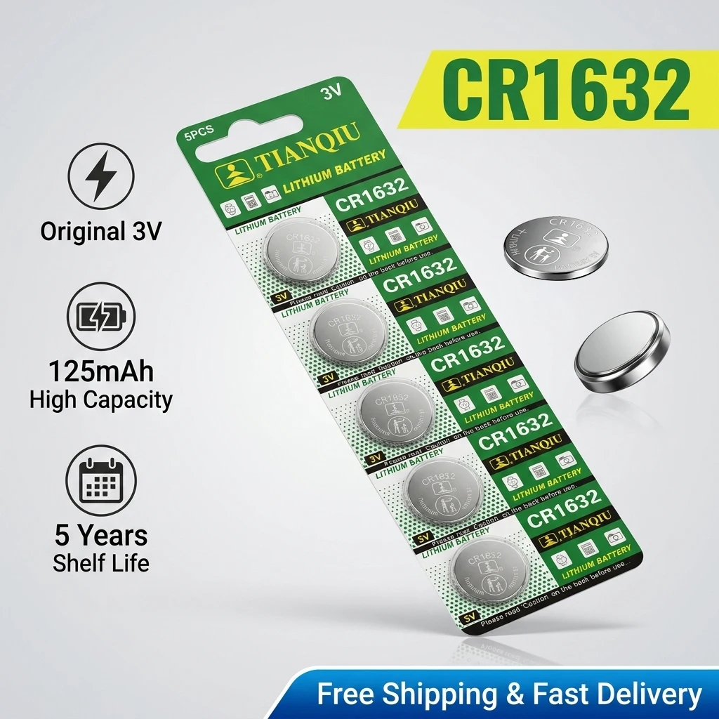 5-10Pcs CR1632 Lithium Button Battery 3V BR1632 DL1632 ECR1632 LM1632 Coin Cell for Toys Remote Controls