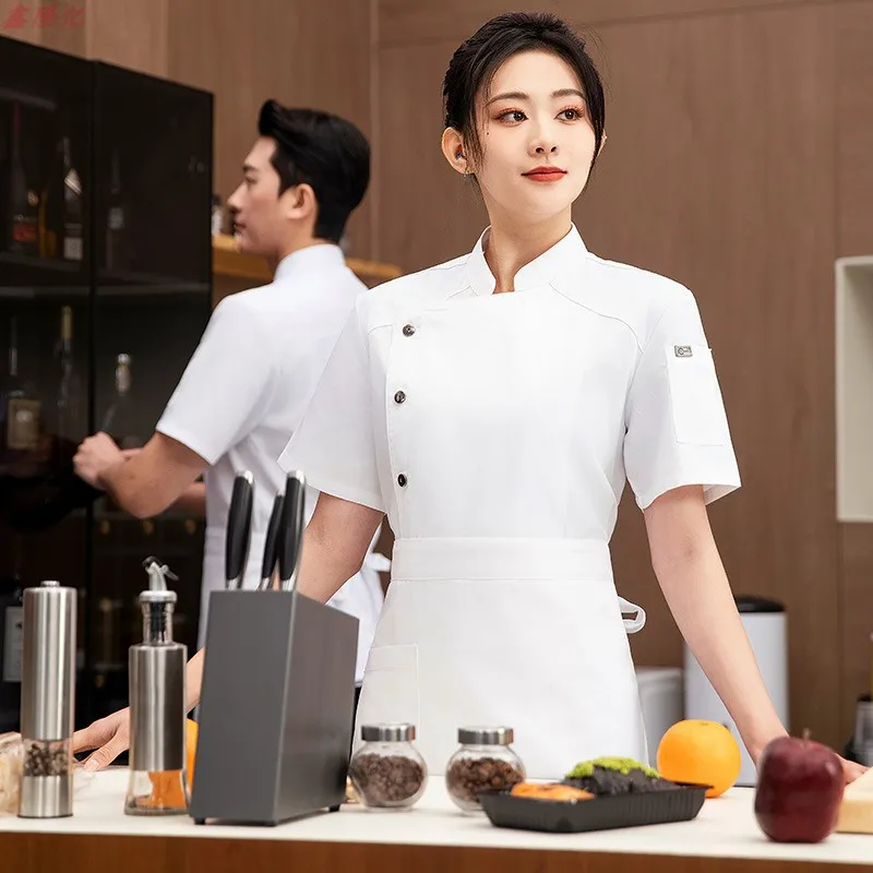 ฤดูร้อนบางBreathableตาข่ายแขนสั้นเสื้อเชฟสําหรับจัดเลี้ยงโรงแรมร้านอาหารโรงอาหารPastry Baker Workwearเสื้อผ้าห้องครัว
