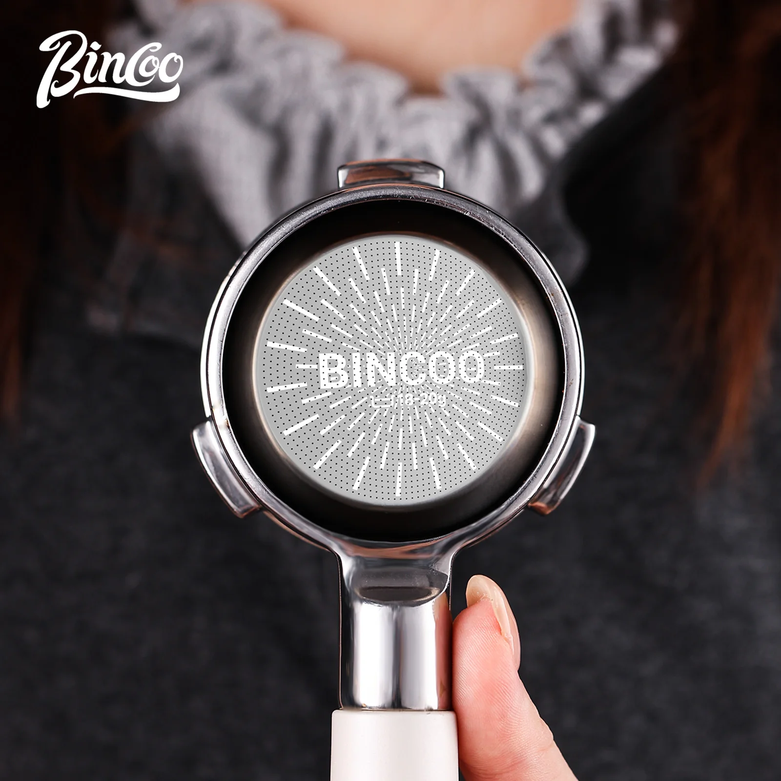 Bincoo Pressurized Filter Basket – Precision Holes, Slow Flow Rate, 58.5mm Espresso Portafilter Basket, Tapered Design