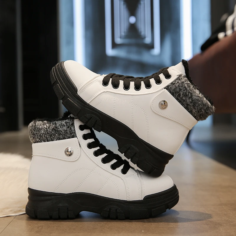 

Флисовые легкие короткие хлопковые туфли на платформе. Женские зимние ботинки на платформе.