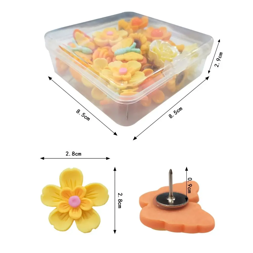 30Pcs DIY Butterfly Push Pins Creative 3D Thumb Tacks Multifunctional with Box Flower Pushpins School Stationery