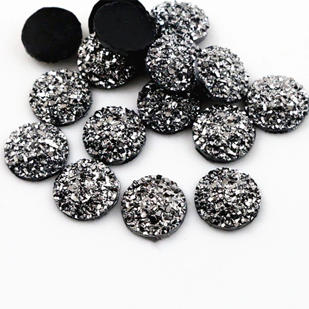 New Fashion 40pcs 8mm 10mm 12mm Gun Black Metal Color Flat Back Resin Cabochons Cameo