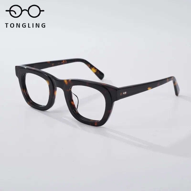 

2025 New Fashionable High-Quality Women Handcrafted Acetate Men Retro Casual Square Luxurious Design Personalized Eyeglass Frame