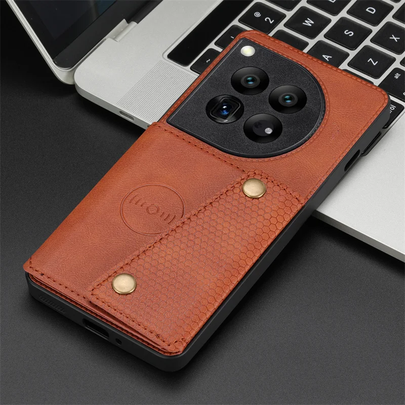 For OnePlus 12 5G Case Leather Wallet Shockproof Phone Case For One Plus 12 oneplus12 5g Car Magnet Holder Card Slots Back Cover