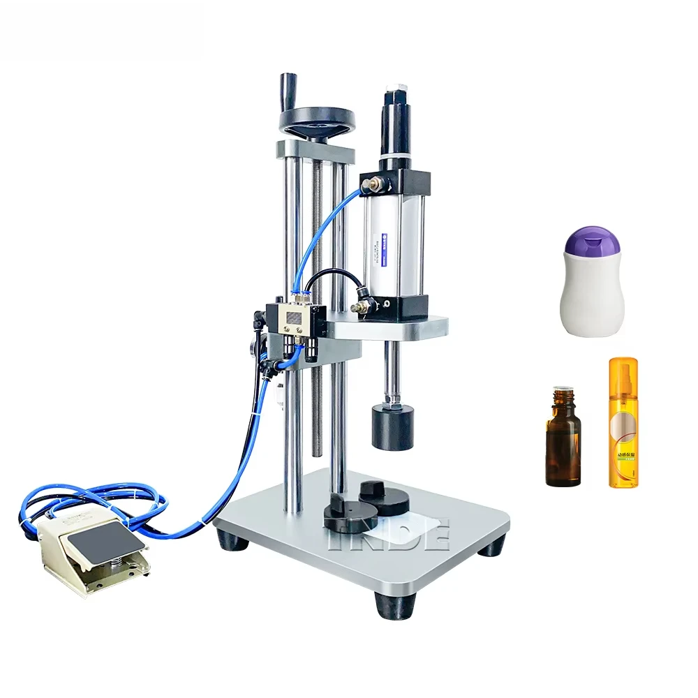 Pneumatic Perfume Lid Machine Manual Crimping Collar Cap Pressing Closing Machine