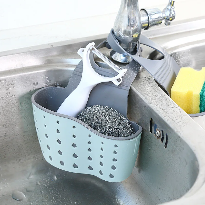 1/2Pcs Kitchen Sink Shelf Organizers Double-Layer Hanging Sponge Drain Basket Accessories Silicone Storage Holder Rack Supplies