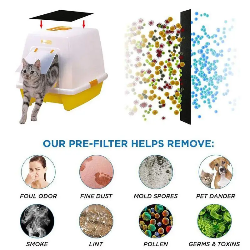 PCS6PCS Activated Carbon Filters Cat Litter Boxes Charcoal Filter Cat Litter Pans Filters For Cat Litter Boxes And Pans