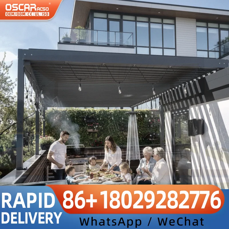 Modern Aluminum Alloy Electric Retractable Folding Arm PVC Sliding Awning Luxury Waterproof for Patio Garden Balcony pergola