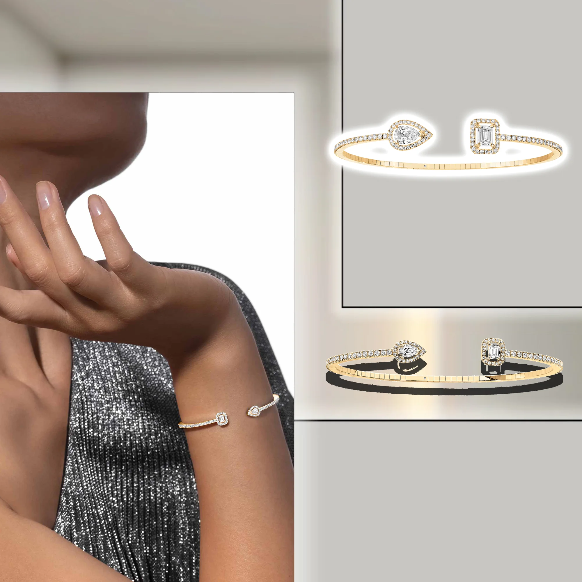 

Sparkling Zircon French Elegant Fine Silver Bracelet S925 Women's Bracelet Birthday Gift for Wife My Twin Toi&Moi