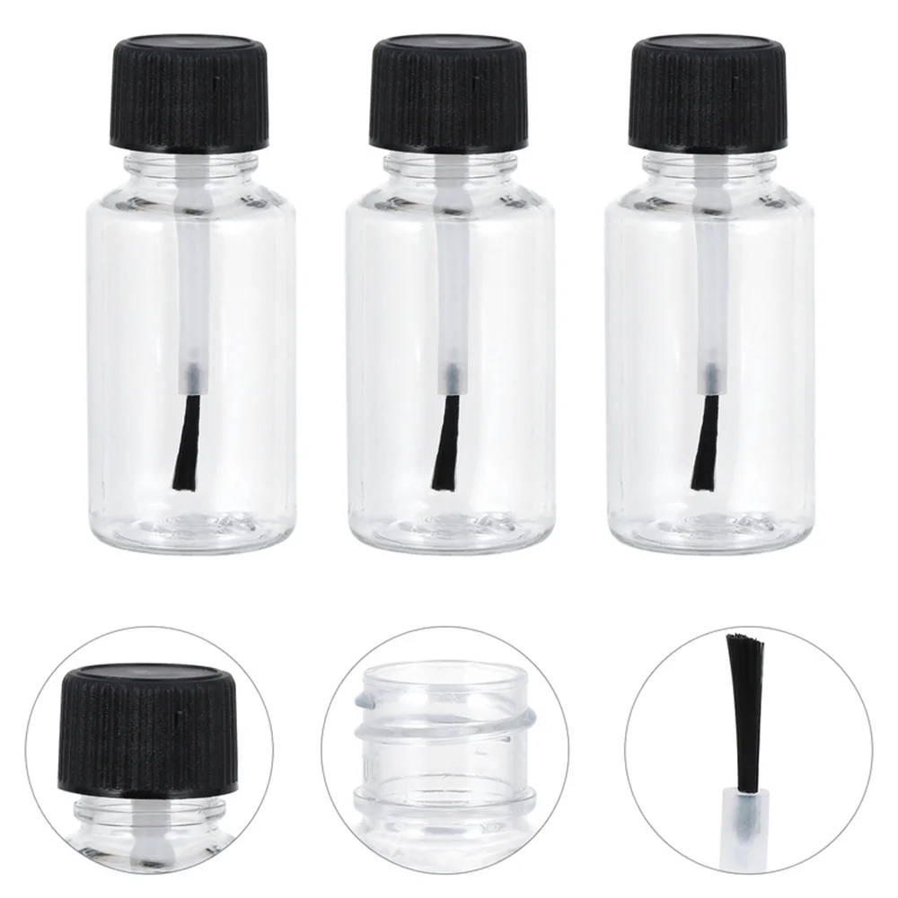 

5ml/10ml/15ml/20ml/30ml Plastic Nail Polish Bottles Refillable Jars Storage Liquid Paints Pots With Brush Empty Containers