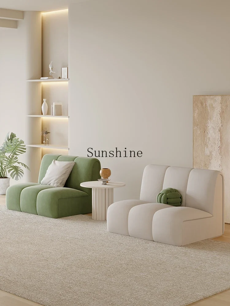 Simple living room Small apartment Cream style fabric sofa Creative straight row Beauty salon Rest area Reception single sofa