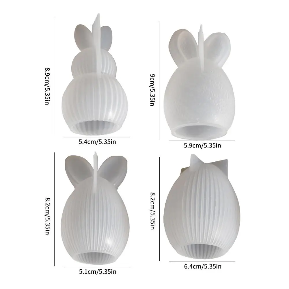 DIY Easter Egg Bunny Silicone Candle Mold, Handmade Double Rabbit Ear Soap Plaster Resin Craft Casting Craft Molds