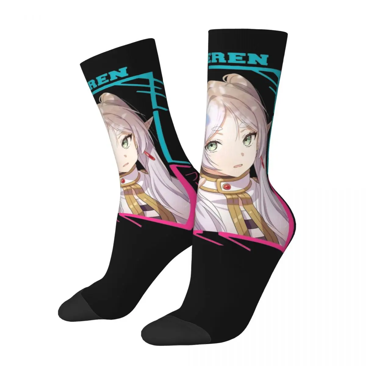 Winter Warm Hip-hop Men's Women's Anime    Sousou No Frieren Socks Sweat Absorbing Middle Tube Socks