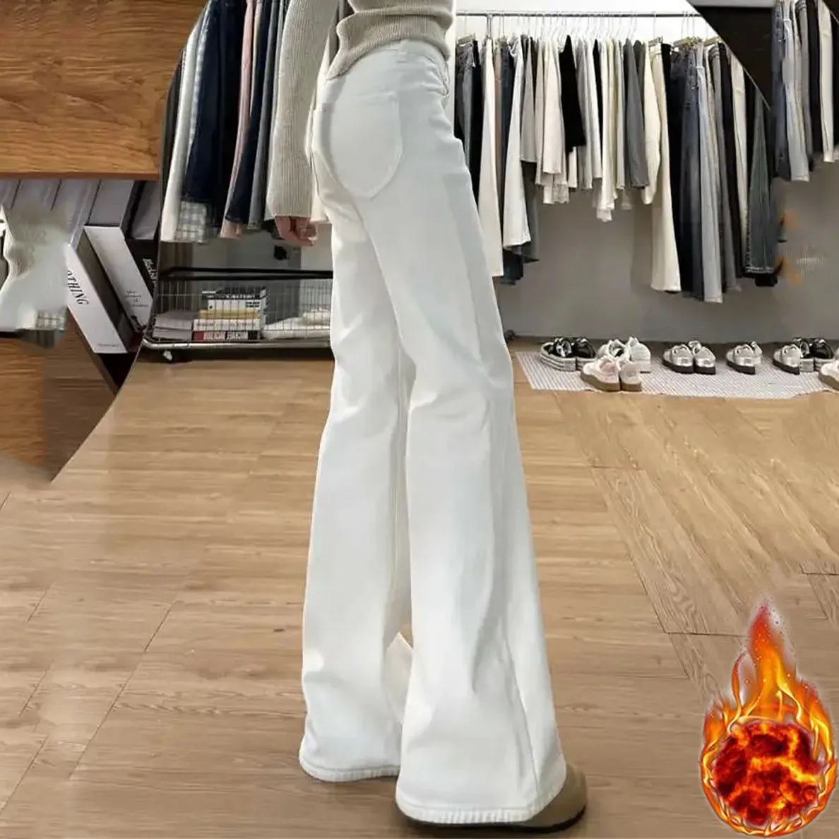 

Зимние расклешенные джинсы в стиле Харадзюку с низкой талией, тонкие брюки-клеш, женские модные джинсовые брюки, брюки в американском стиле ретро, уличная одежда