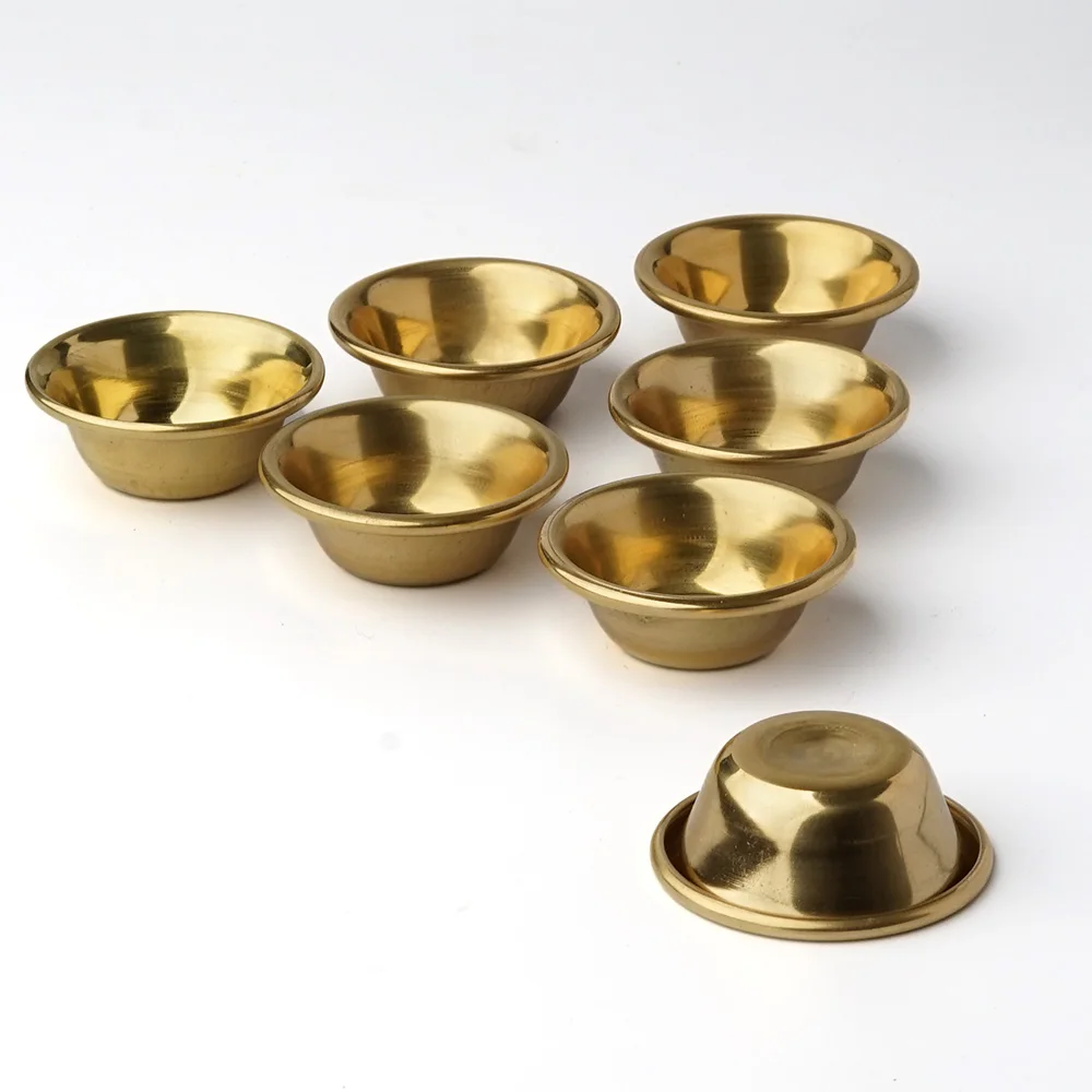 Copper Tibetan Bowl Buddha Disciples to Supply Water Meditation Mini Brass Cup Home Desk Decor 7Set