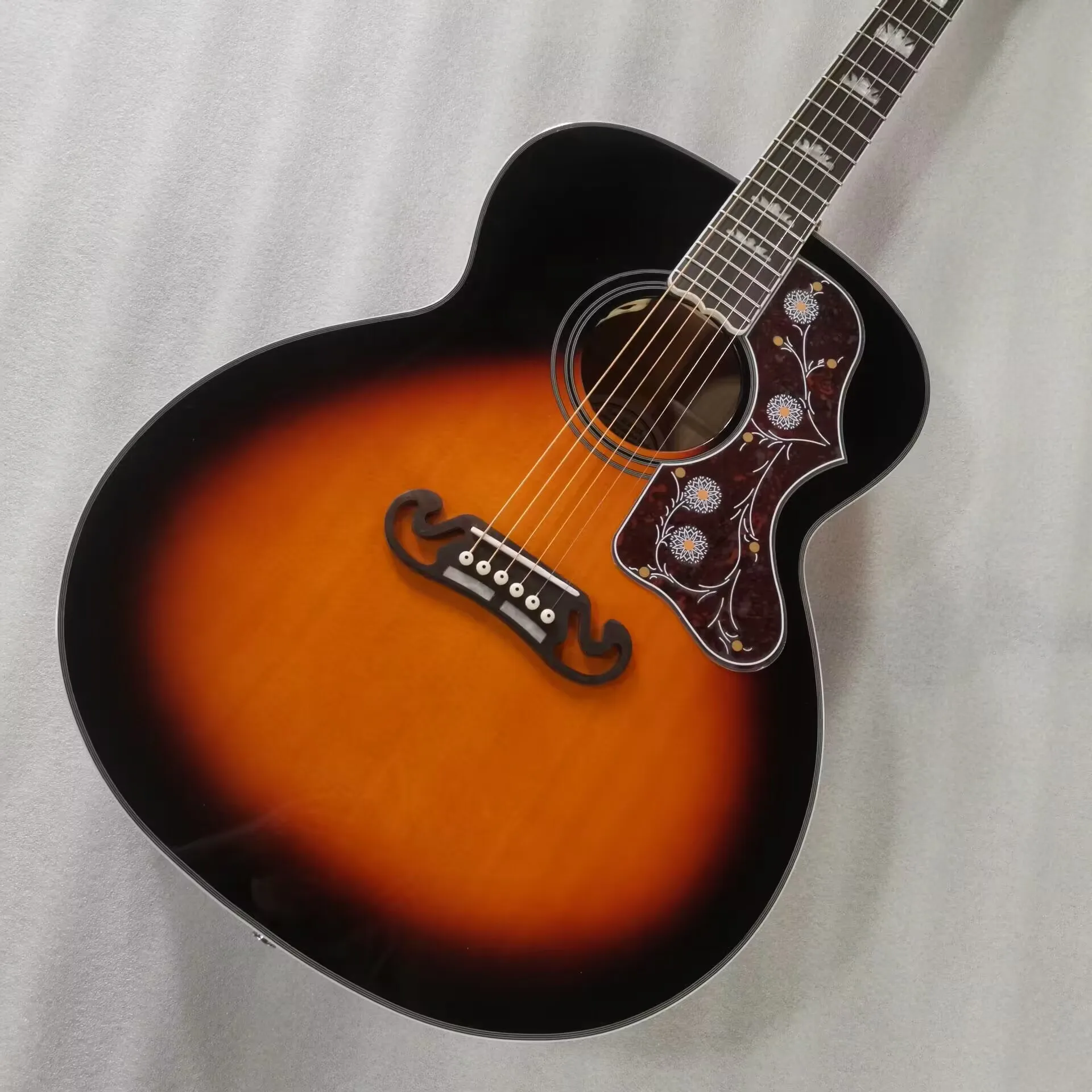 

43 inches sunburst jumbo guitar flame maple AAA quality handmade acoustic electric guitar