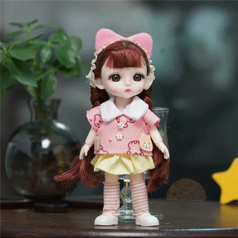 For 1/8 BJD Doll Cute Animal Puppy Coat Hat Bag Set Outfit Clothing Sexy Plush Leopard Print Jacket Clothes For 16 17cm Doll view 4