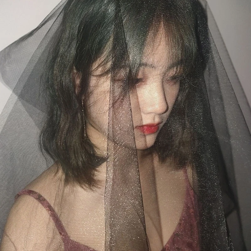 Bowknot/Floral Trim Tulle Halloween Bridal Veil with Fix Hair Comb for Marriage Wedding Celebration Party Accessories image 3