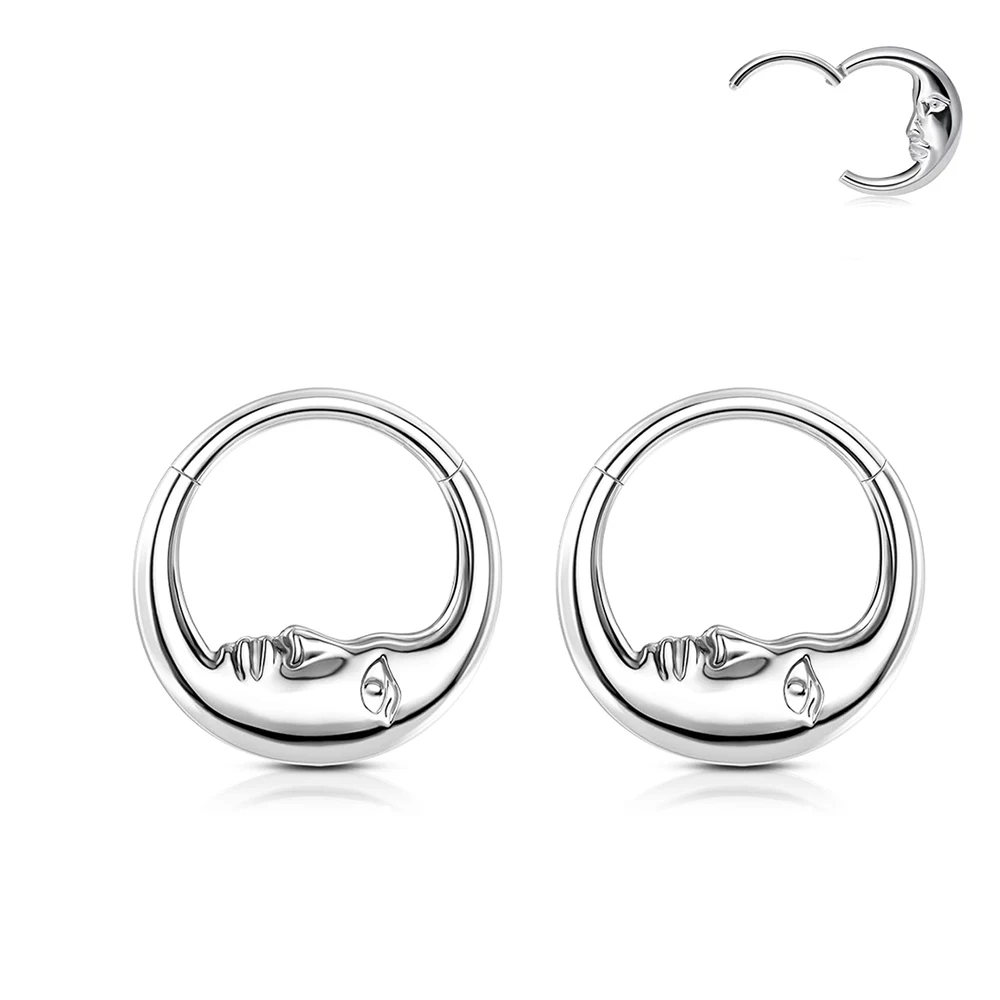 1Pcs 316L Stainless Steel Nose Ring Moon Elderly Earring Earrings Nose Jewellery Earrings Closed Circle Body Piercing Jewellery