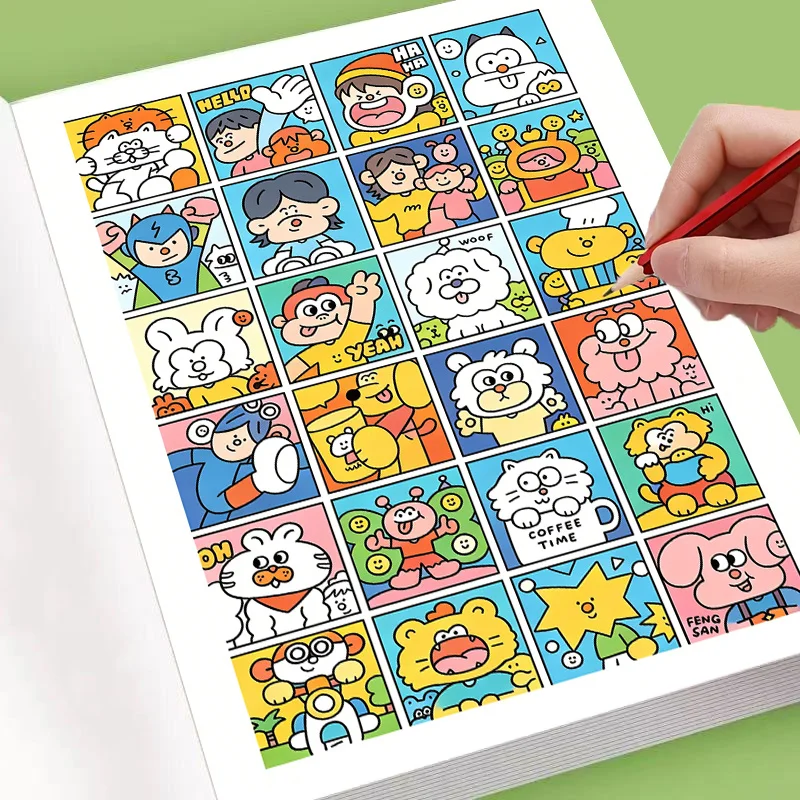 Line Art Tracing & Coloring Book with 3000+ Cute Icons, Stress Relief Leisure Doodle Drawing Pages, Relaxing Activity Book