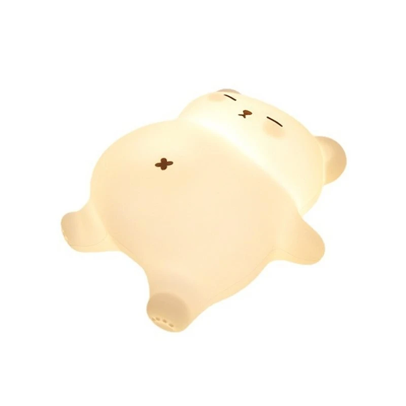ABLN-Big White Bear Cute Snoring Night Light Silicone Sleep Lamp 3 Brightness Levels Timer USB Rechargeable