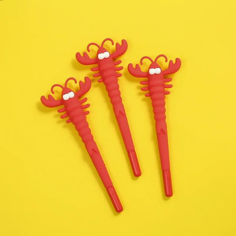 36PCS  Cartoon Spicy Crawfish Silicone Rollerball pen Creative All Silicone Crawfish Quick Drying Pen