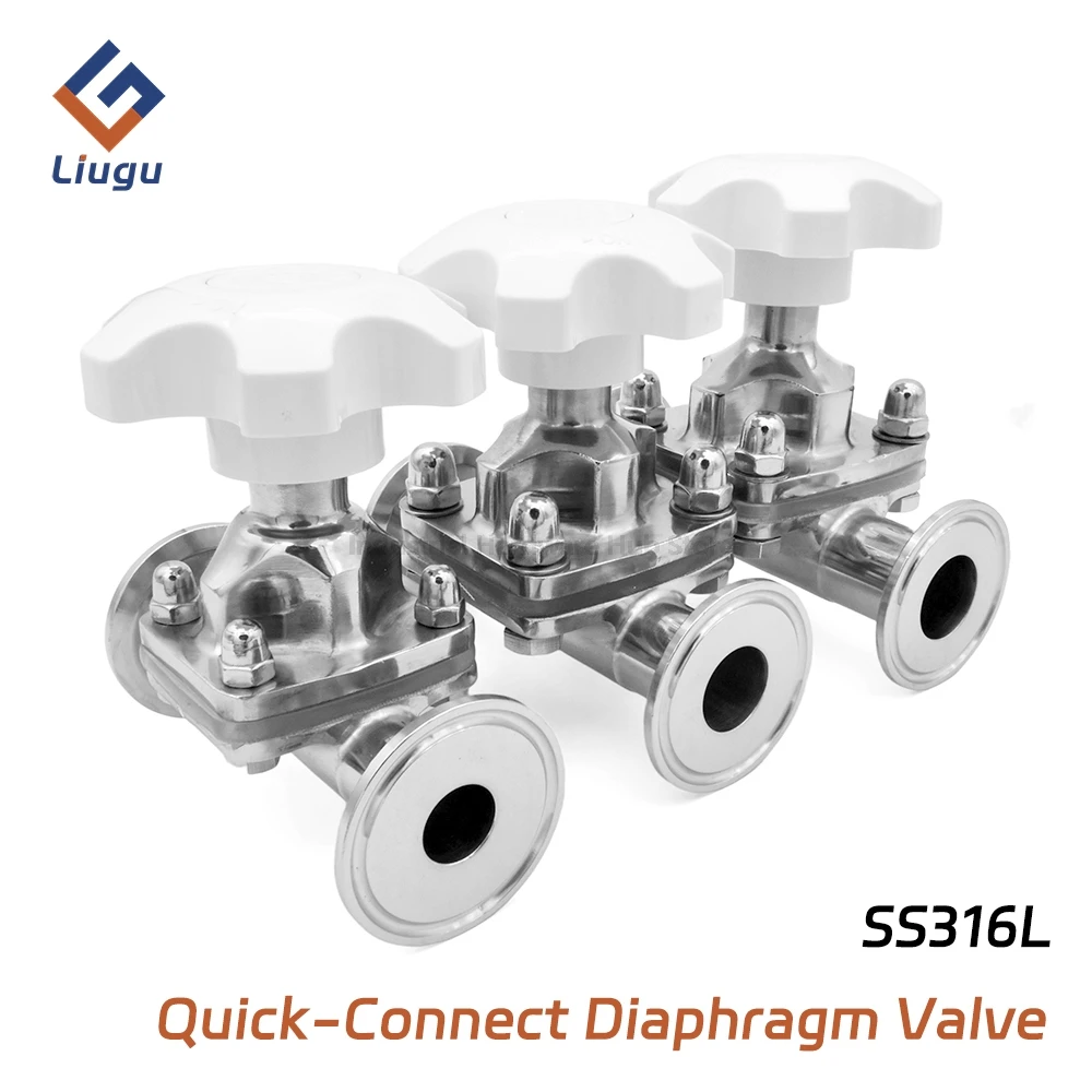 SS316L Stainless Steel Tri Clamp Sanitary Diaphragm Valve,DN15-DN50 (1.5"-2") Manual Diaphragm Valve,Food/Beverage/Brewing/Dairy
