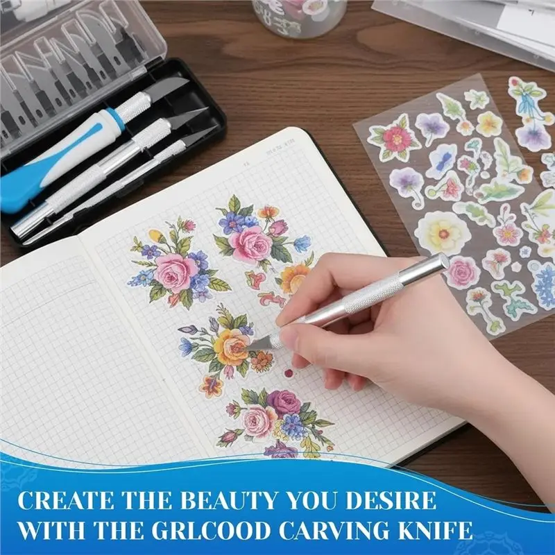 [NEW!A25P】 Exacto Knife Set(16 PCS), 3 Craft Knives And 13 SK5 Steel Blades Magnetic Storage Case For Crafting, DIY Projects