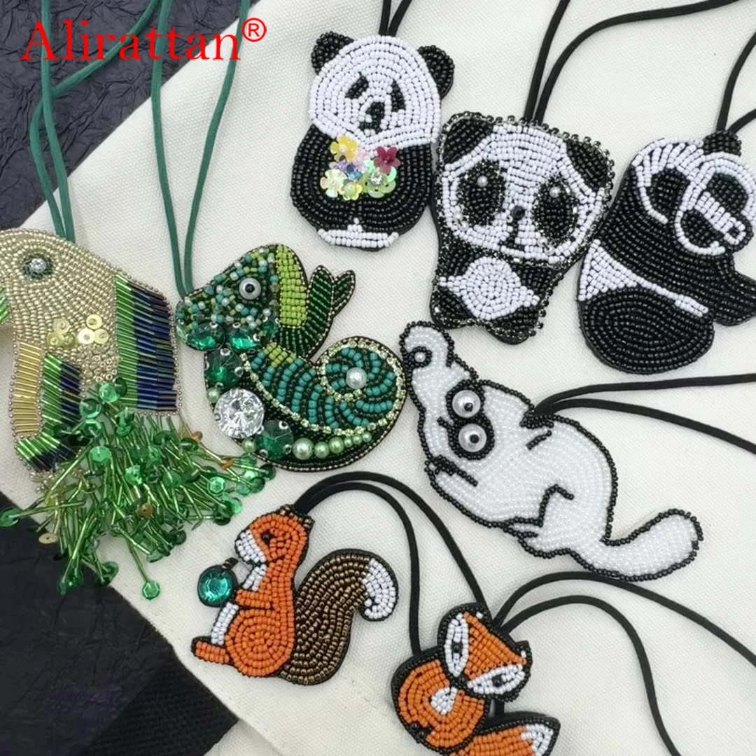 

Alirattan 2025 New Handmade Beaded Animal Pendant Panda Squirrel Keychain Car Hanging Bag Clothing Pendant